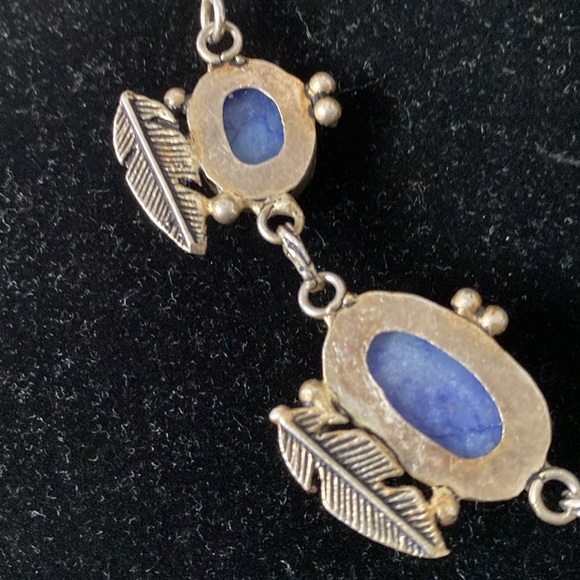 Silver and blue druzy stone necklace - Picture 11 of 16